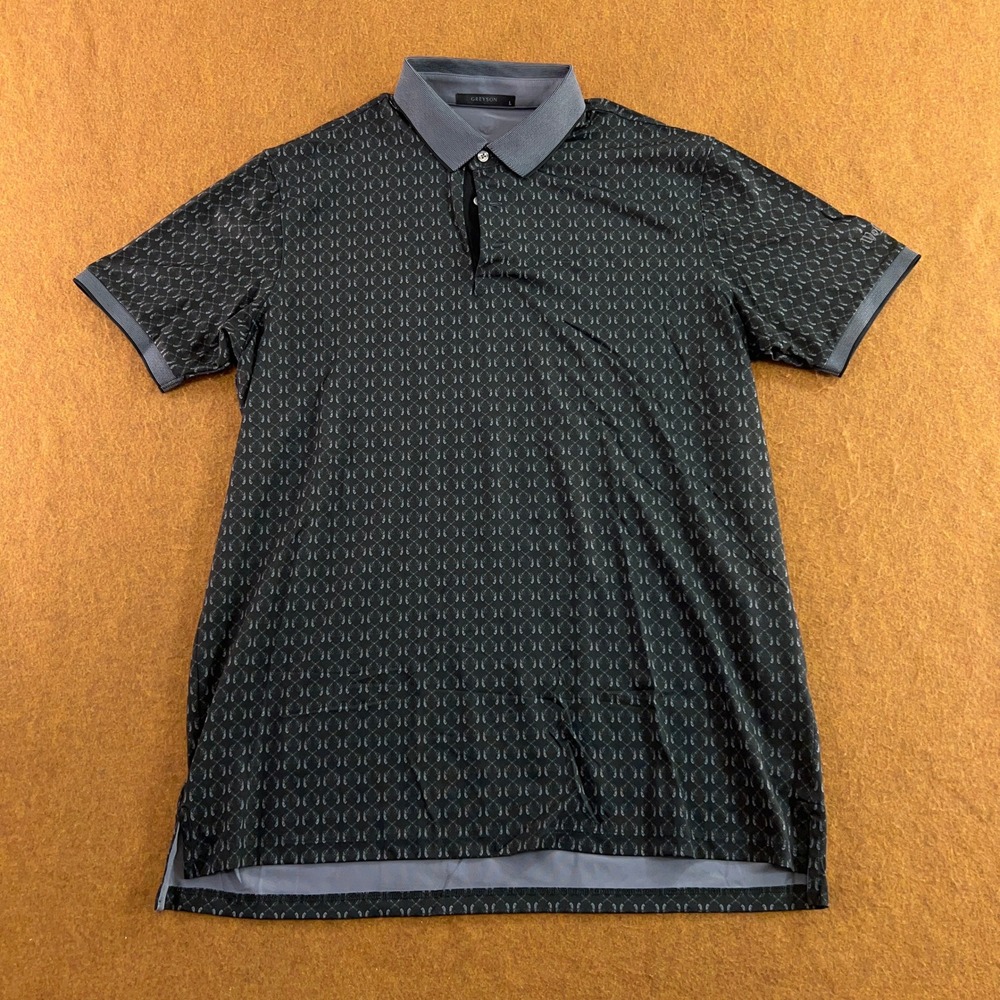 Greyson Mens Large Black Crossed Revolver Print Performance Golf Polo Shirt
